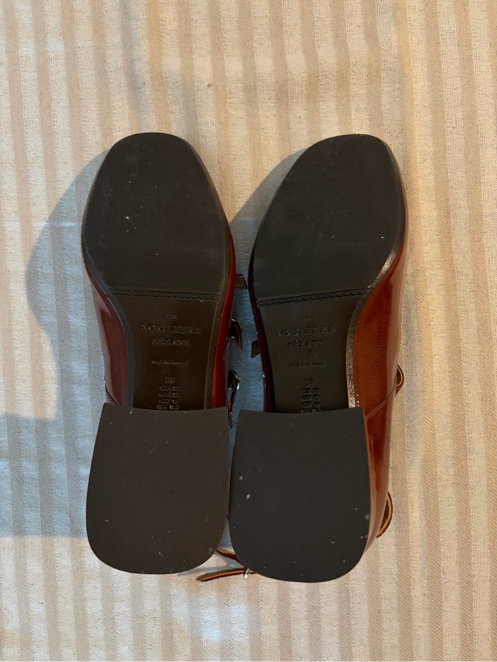 Sezane - Women’s Patent Leather Mahogany Multi-Strap Mary Jane’s - Picture 5 of 5